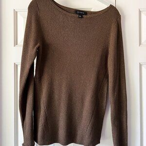 NWOT Ann Taylor Bronze Sweater - light metallic, ruffled sleeve size L
